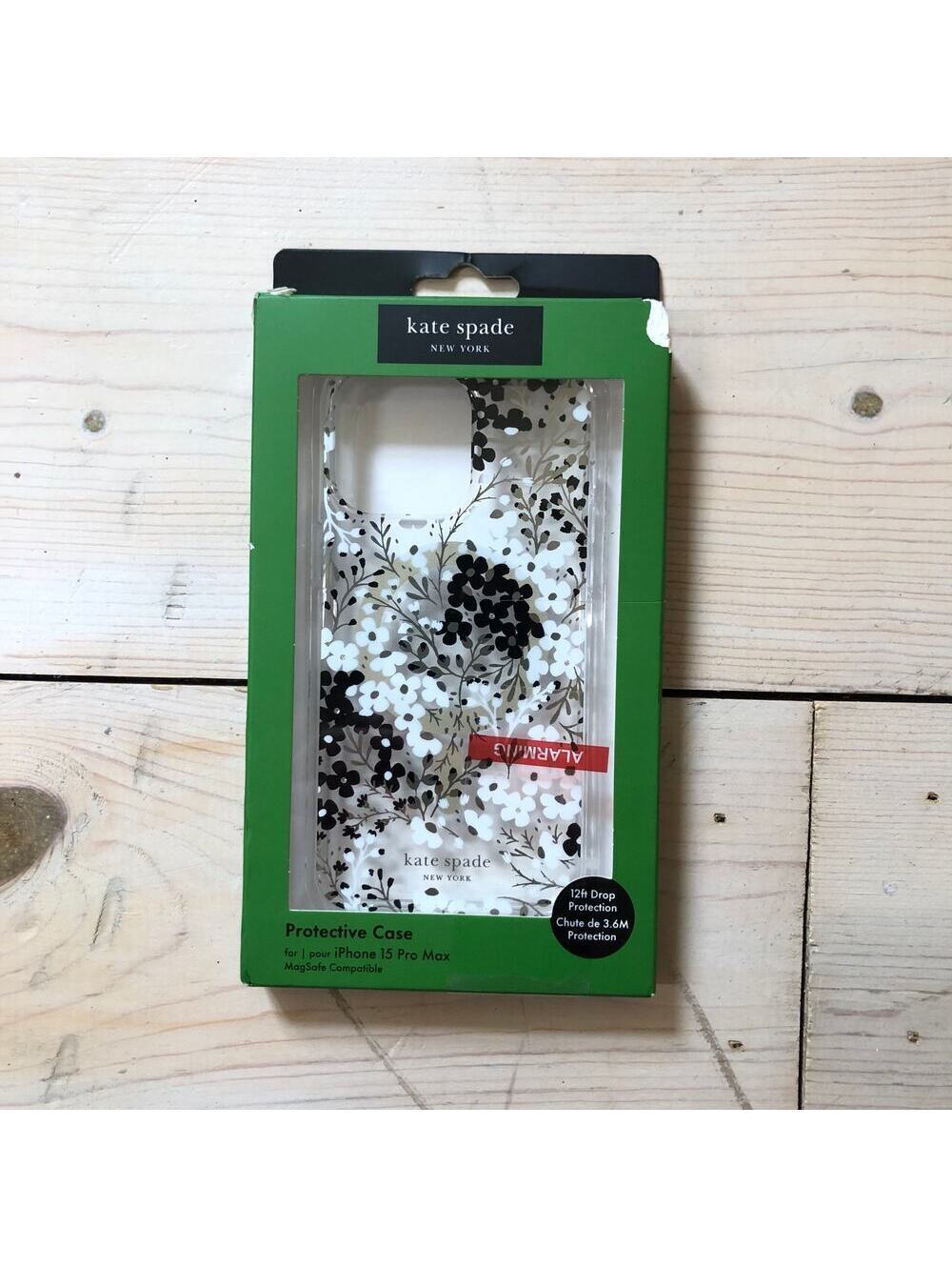 Kate Spade NEW Open Box Black White Floral iPhone 15 Pro Max Phone Case